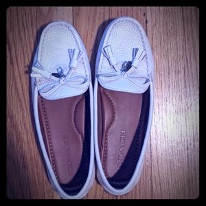 Coach white leather loafers size 5